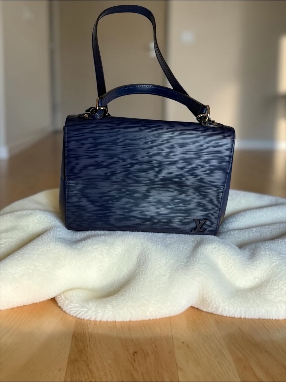 Louis Vuitton Navy Epi Leather Crossbody Bag with Top Handle